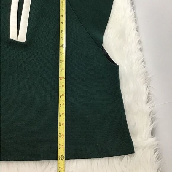 Marni Green V-Neck Faux Leather Trim Sleeveless Top Size 42 - Picture 9 of 13